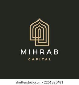 mihrab niche arch door logo vector icon illustration