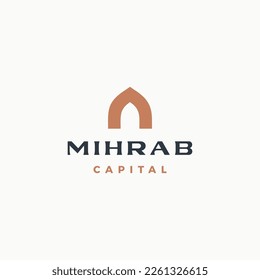 mihrab niche arch door logo vector icon illustration