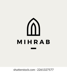 mihrab niche arch door logo vector icon illustration