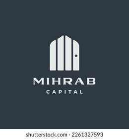 mihrab niche arch door logo vector icon illustration