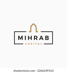 mihrab niche arch door logo vector icon illustration