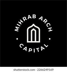 mihrab niche arch door logo vector icon illustration