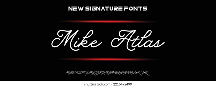 Mike Atlas Sports minimal tech font letter set. Luxury vector typeface for company. Modern gaming fonts logo design.