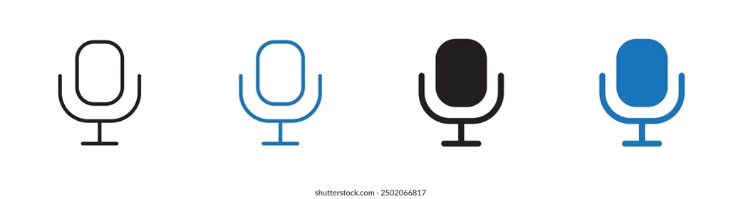Mike icon Outline set in black and white color