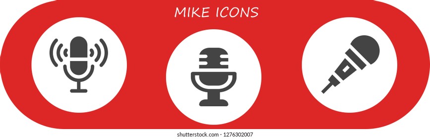  mike icon set. 3 filled mike icons. Simple modern icons about  - Microphone