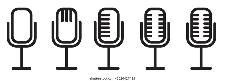 Mike icon vector set . microphone vector set for music, podcast, media.