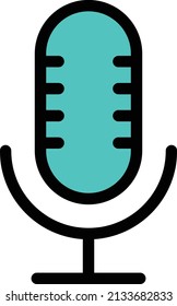 mike icon with white background.use to speak.used in conference and seminar for speech.line color icon