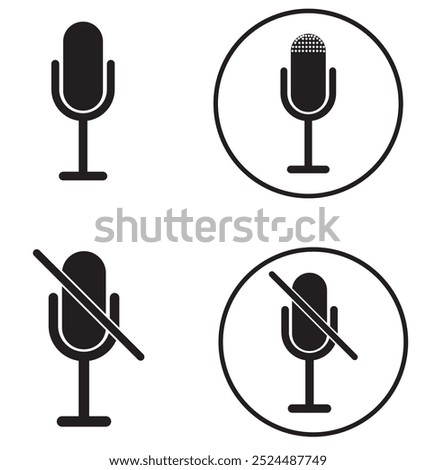 Mike on and off icon vector . mute icon , unmute icon vector illustration.