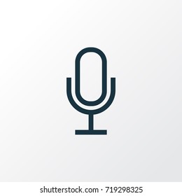 Mike Outline Symbol. Premium Quality Isolated Audio Element In Trendy Style.
