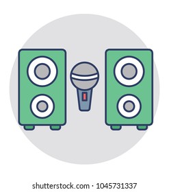 A mike with two speakers concept of sound system 