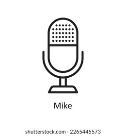 Mike Vector Outline icon Design illustration. Communication Symbol on White background EPS 10 File