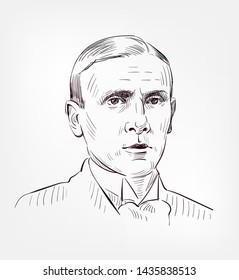 Mikhail Bulgakov Vector Sketch Portrait Illustration