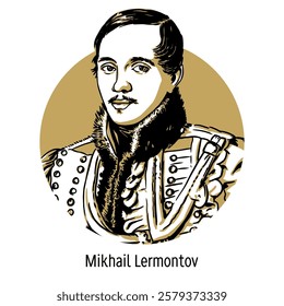 Mikhail Yuryevich Lermontov is a Russian poet, novelist, playwright, artist. Hand drawn vector illustration