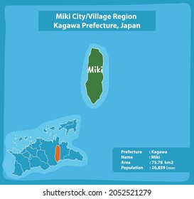 Miki City Village Region Kagawa Prefecture Map, Japan