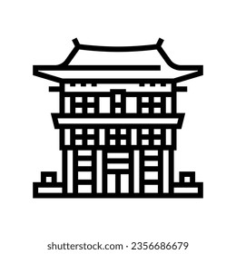 miko shrine maiden shintoism line icon vector. miko shrine maiden shintoism sign. isolated contour symbol black illustration