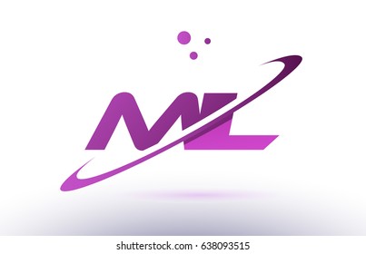 mil m i l  alphabet letter logo combination purple pink creative text dots company vector icon design template