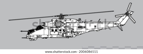 Mil Mi24a Hindb Vector Drawing Attack Stock Vector (Royalty Free ...