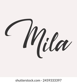 Mila. English name handwritten inscription. hand drawn lettering. High quality calligraphy card. Vector illustration.