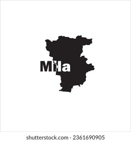 Mila map and black letter design on white background