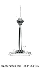 The Milad Tower in Tehran  Iran. Milad telecommuniction tower. a multi-purpose tower in Tehran, Iran, sixth tallest in the world.