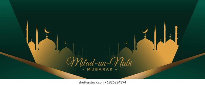 milad un nabi banner with golden mosque design