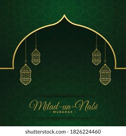 milad un nabi festival card with lamps decoration