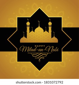 milad un nabi golden mosque background design