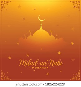 milad un nabi islamic festival card golden background