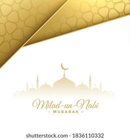 milad un nabi lovely white and gold card design