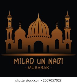 Milad Un Nabi Mubarak também conhecido como aniversário do último profeta Muhammad. Vetor de 12 cartaz rabi ul awal, cartão de saudação e faixa.