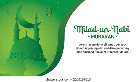 milad un nabi (Translation Birth of the Prophet) muslim festival greeting background design, vector and illustration