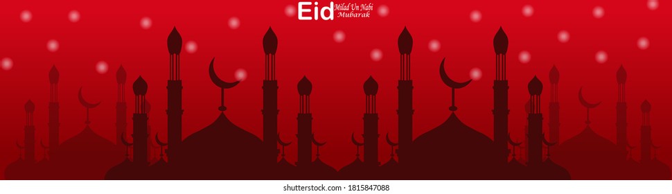 Milad-un-Nabi with moon and star (Translation Birth of the Prophet) muslim festival greeting background ,Vector illustration