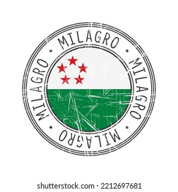 Milagro city, Ecuador vector rubber stamp over white background