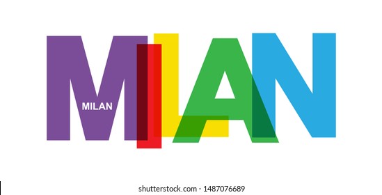 MILAN. Banner with the name of the city of Italy, flat design