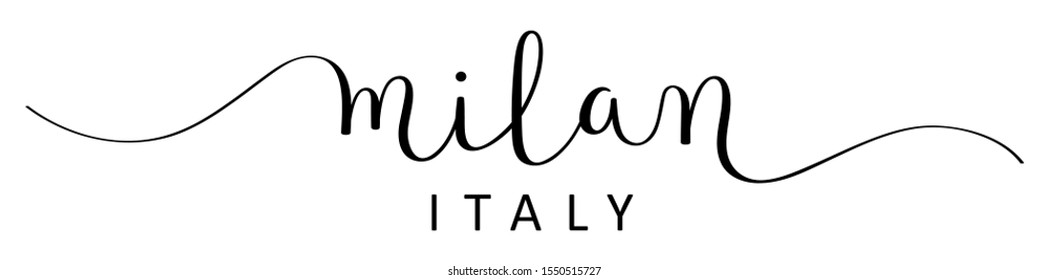 MILAN black vector brush calligraphy banner with swashes