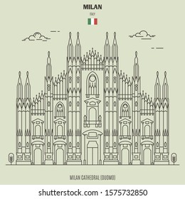 Milan Cathedral (Duomo), Italy. Landmark icon in linear style