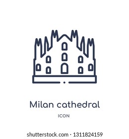 milan cathedral icon from monuments outline collection. Thin line milan cathedral icon isolated on white background.