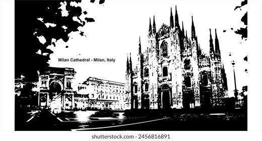 Milan Cathedral - Milan, Italy. It is beautiful imaginary vector form. This file use and helpful for printing purposes.  