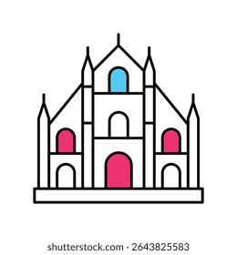 Milan Cathedral Vector Filled outline illustration style icon