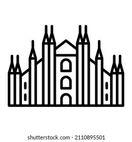 Milan Cathedral Vector Outline Icon Isolated On White Background
