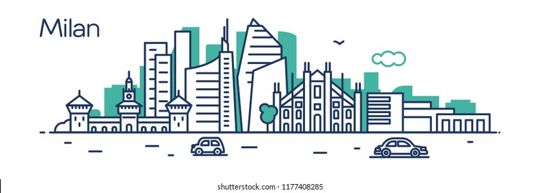 Milan city.For banner, web page, cards, presentation. Vector illustration