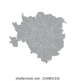 Milan city map, Italy. Detailed vector map of Milan city administrative area on white background.