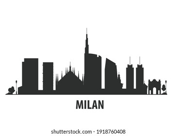 Milan city skyline - cityscape silhouette with landmarks