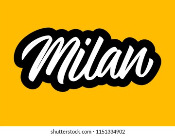 Milan city vector lettering sign