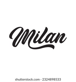 Milan - custom calligraphy text on white background.