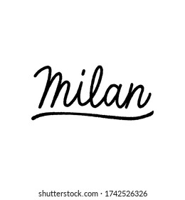Milan hand lettering on white background.