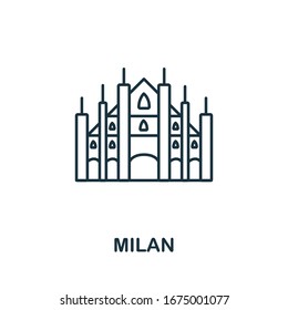 Milan icon from italy collection. Simple line Milan icon for templates, web design and infographics