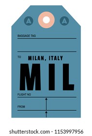 Milan Italy Airport Luggage Tag