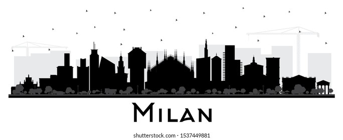 Milan Italy City Skyline Silhouette with Color Buildings Isolated on White. Vector Illustration. Business Travel and Concept with Historic Architecture. Milan Cityscape with Landmarks.