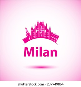 Milan Italy city skyline silhouette. Vector illustration